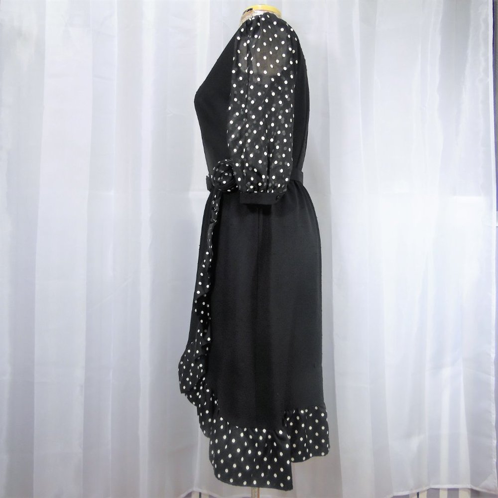 Herman Marcus Vintage Black Dress with Ruffles - Picture 6 of 16